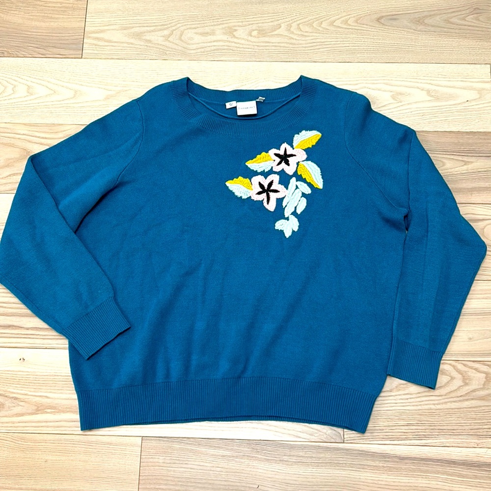Junarose Teal embroidered Women’s Sweater Size Extra Large